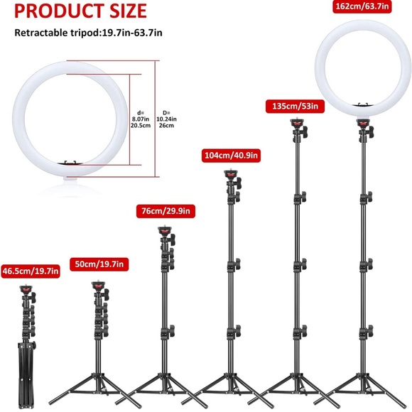 NEW! 10.2" Ring Light with Stand and Phone Holder, LED Circle Light. - Picture 2 of 7